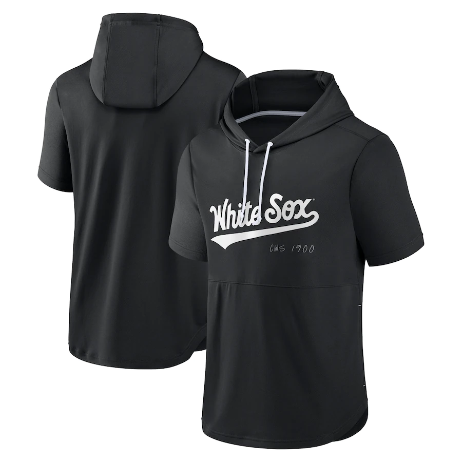 Men's Chicago White Sox Black Sideline Training Hooded Performance T-Shirt Men's Chicago White Sox Black Sideline Training Hooded Performance T-Shirt